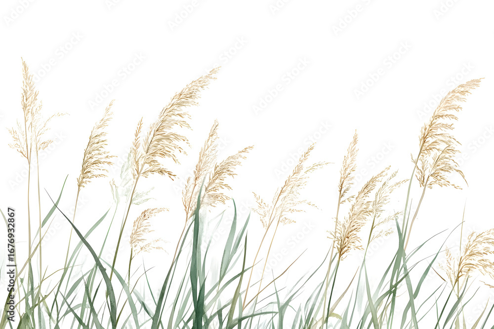 Fototapeta Detailed nature illustration of beach grasses for coastal designs