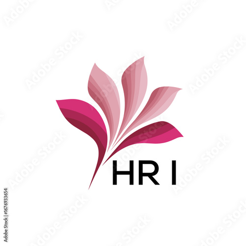 HRI Modern Pink Floral Logo Design on White Background, HRI Later Logo, Creative Nature-Inspired Logo Concept Isolated on White, 
