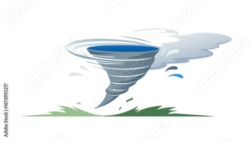 Stylized Tornado Swirling Water and Clouds cyclone
