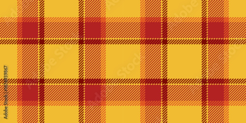 Warm, textured plaid pattern in shades of gold and red. Evokes autumn, heritage, and cozy textiles. Ideal for backgrounds, designs, and seasonal projects.