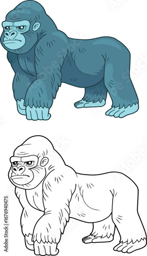 gorilla monkey, coloring page for kids