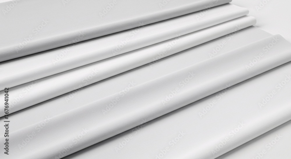 Obraz premium A minimalist abstract background with smooth white curved lines and gentle shadows creating a sense of depth and serene modern architectural elegance