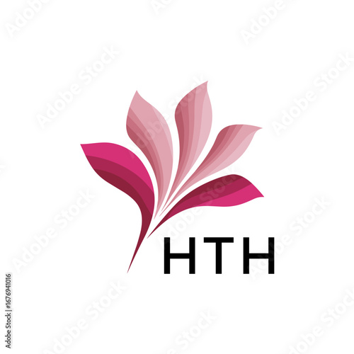 HTH Modern Floral Abstract Logo Design, HTH Later Logo, Creative Botanical Brand Identity
