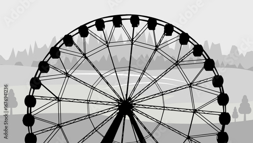 Ferris wheel close-up. Vector image