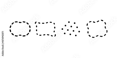 Abstract Shapes with Dashed and Dotted Outlines sketchy