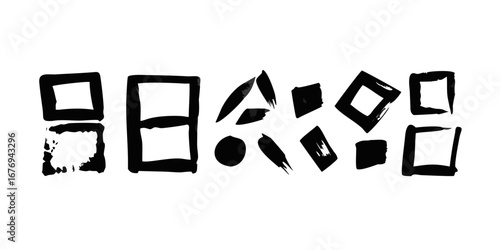 Brush painted squares and playful irregular shapes abstract artistic