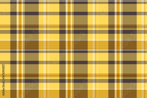 Classic plaid pattern in warm gold, brown, and gray tones. Seamless texture suitable for backgrounds, textiles, and designs evoking tradition, comfort and autumn vibes.