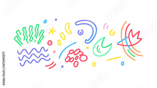 Colorful abstract doodles and shapes playful