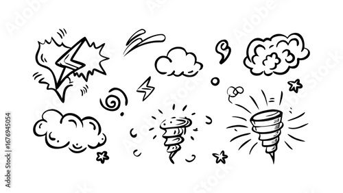 Comic Style Doodle of a Smiling Cloud with Raindrops happy cheerful