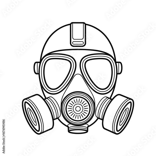 Detailed sketch of a vintage gas mask