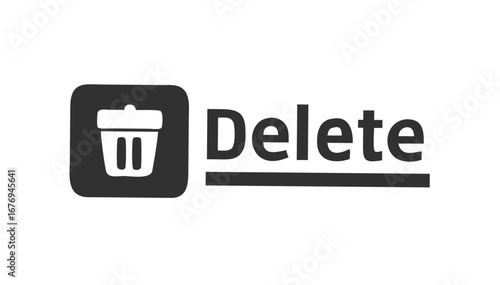 Delete trash bin with text symbol digital