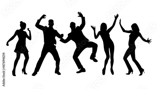 Energetic men dancing with dynamic poses vector