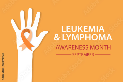 Leukemia and Lymphoma Awareness Month with an orange ribbon, which is celebrated in September. Vector illustration