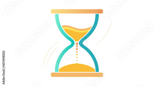 Hourglass with flowing golden sand and turquoise frame time