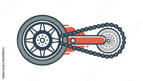 Motorcycle rear wheel chain and disc brake vehicle part