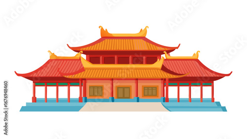 Ornate Chinese Pagoda Building Red Gold chinese architecture temple