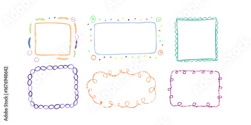 Pastel doodle frames with playful designs pastel colors decorative