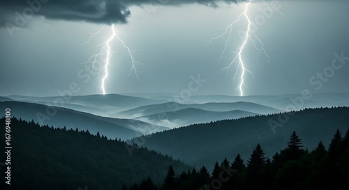 Stormy Mountain Landscape.