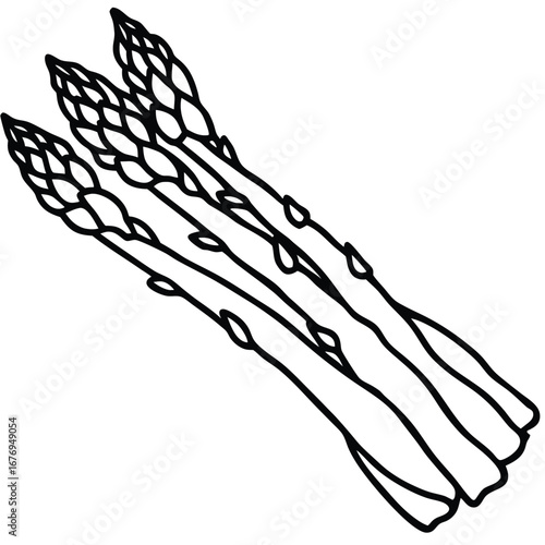 black asparagus stalks on white background clip art preview