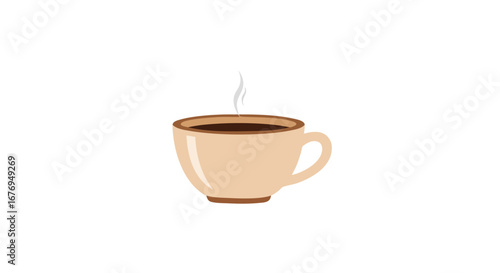 Illustration of a steaming coffee mug on a white background, perfect for a cozy morning or a quick break time illustration