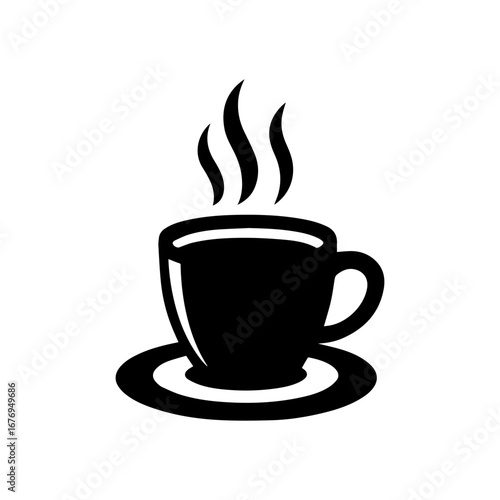 Coffee cup Icon silhouette Hot drink with steam isolated