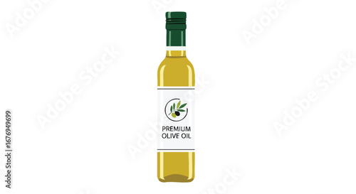 Elegant Olive Oil Bottle Displaying Premium Quality with Sleek Design and Fresh Green Accents for Gourmet Use