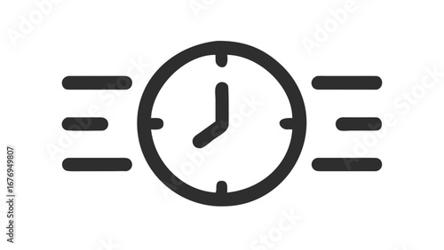 Round clock face with hour and minute hands indicating time circular analog