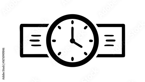 Silhouette of a clock with hands pointing to a specific time analog