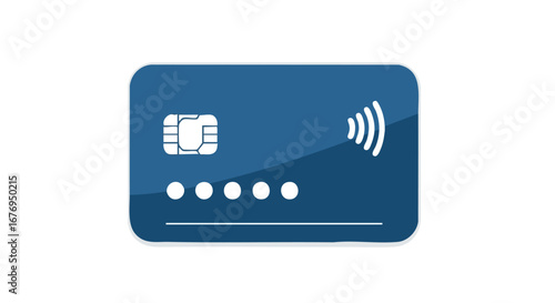 Modern contactless payment card with chip and wireless communication signals, digitally rendered for financial and technological applications