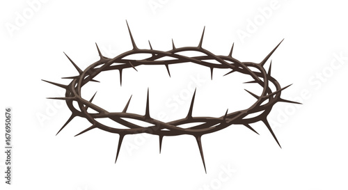 A Solemn Crown of Thorns: Symbolizing Sacrifice and Redemption on a White Backdrop