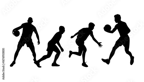 Two athletes in motion on a white background sports action