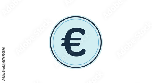 Euro currency symbol in a blue circle, modern digital vector design representing finance and european market trade economics