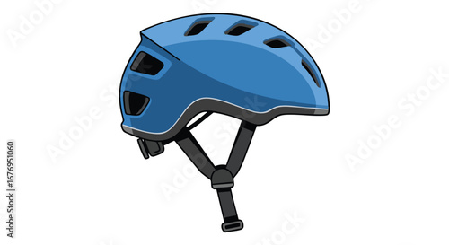 Illustrated blue bicycle helmet for safety and sport, embodying security and protection during cycling activities, symbolizing safe riding and