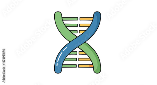 Illustrated deoxyribonucleic acid depiction, genomic structure, heredity factors and molecular biology science, artistic representation with simple