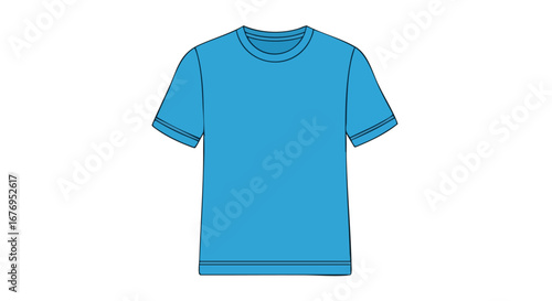 Turquoise T-Shirt Graphic Illustration with Clear Cut Lines and Crisp Edges Emphasizing Fashion and Simplicity for Creative Apparel Design Concepts