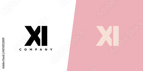 Letter X and I, XI logo design template. Minimal monogram initial based logotype.
