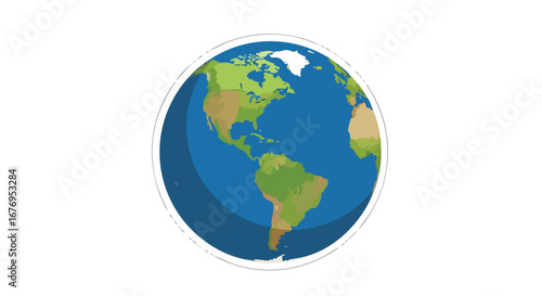 Stylized Earth Globe Depicting Continents and Oceans for Educational Purposes or Infographics
