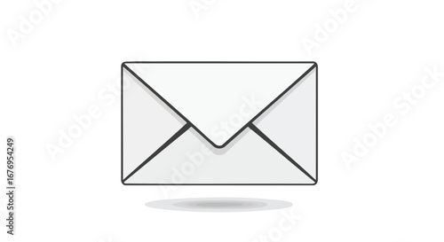 Graphic flat design icon of closed paper envelope, letter or mail symbol for business correspondence concept and communication delivery idea