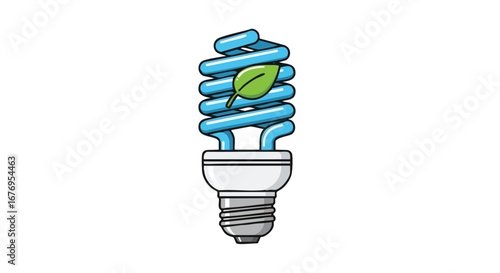 Illustrative Eco-Friendly Light Bulb with Green Leaf Emblem Conveying Sustainable Energy Solutions and Environmental Consciousness, Aimed at