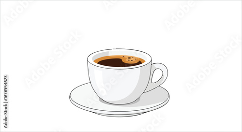 Simple vector graphic showcasing a cup of freshly brewed espresso on a white background ideal for digital illustration projects
