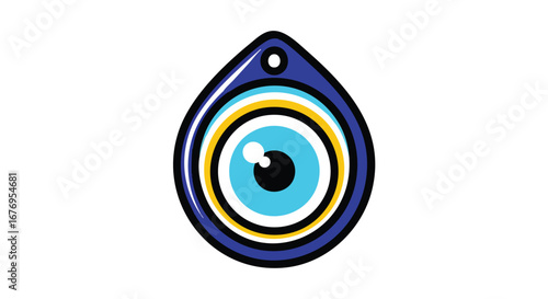 Ornamental amulet with an eye-shaped motif, symbolizing protection and warding off negative energy, isolated on a white background featuring a