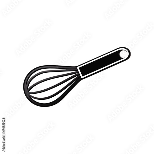 Whisk Icon: A simple illustration of a whisk, perfectly rendered for your culinary needs, is isolated, showcasing clean lines and a sleek aesthetic. 