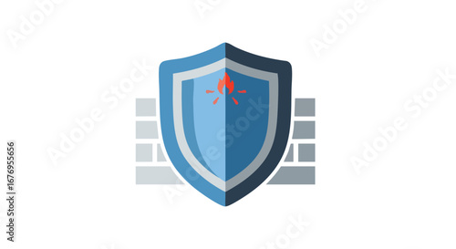 Stylized Representation of a Firewall Symbolizing Digital Security and Robust Protection Against Cyber Threats and Online Vulnerabilities