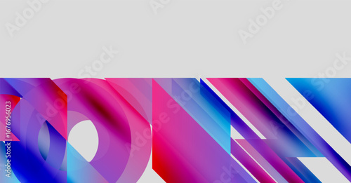 Abstract shapes, vibrant colors, dynamic composition. Pink, blue hues dominate, creating modern visual impact. Smooth gradients present.