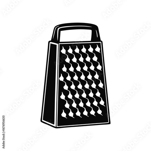 Grater's Cutting Edge: An image depicting the functional simplicity and design of a grater, with bold lines and shapes. 