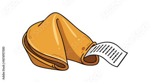 A whimsical fortune cookie with a message, delivering anticipation and the thrill of unveiling hidden insights with its tasty treat and encouraging