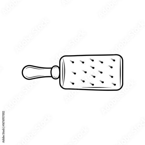 Hairbrush Illustration: A sleek, minimalist illustration of a hairbrush, rendered in black and white, perfect for adding a touch of elegance to any beauty-themed project.