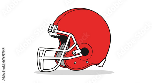 A Vibrant Crimson Gridiron Guard: An Emblem of Athleticism and Competitive Spirit Depicted in High Definition