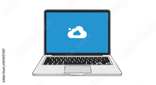Digital workspace demonstrating cloud synchronization and seamless data transfer on a laptop screen
