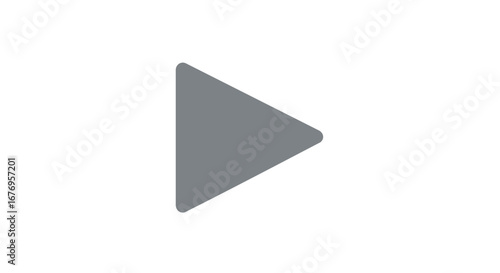 Minimalist right-pointing triangular button with rounded corners on a clean white backdrop provides a simple yet effective navigation element design